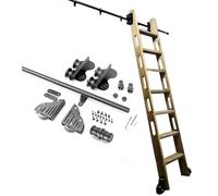 Générique Kit de quincaillerie pour Rail Coulissant pour échelle roulante Robuste, Rail supérieur télescopique, Ensemble de quincaillerie pour Rail Mobile de bibliothèque en Acier Noir avec