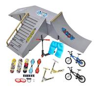 Générique Kit de Rampe de Skateboard à Doigts - Ensemble de Skate Park 13 pièces avec vélos et Skateboards, Construction en Plastique | Mini Accessoires de pour Les Tours, l'entraînement c