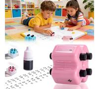 Générique Kit de tampons mathématiques 4 en 1 - Addition, soustraction, Multiplication et Exercices à Trous avec Encre Rechargeable - Outil pédagogique réutilisable pour l'apprentissage (Pink)