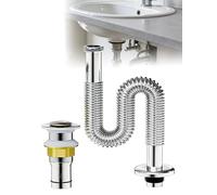 Générique Kit de Tuyau de vidange d'évier en Acier Inoxydable, Tuyau d'évacuation Flexible, raccord de Tuyau de Descente de Bassin Anti-Odeur(There are Holes,Large Bounce)