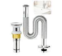 Générique Kit de Tuyau de vidange d'évier en Acier Inoxydable, Tuyau d'évacuation Flexible, raccord de Tuyau de Descente de Bassin Anti-Odeur(Nonporous,Large Bounce)