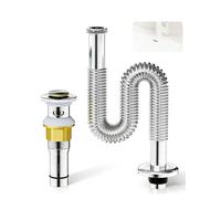 Générique Kit de vidange de lavabo escamotable avec Tuyau Flexible et crépine, Ensemble de vidange Universel for lavabo de Salle de bai(There are Holes,Small Bounce)