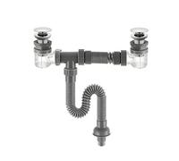 Générique Kit de vidange d'évier à Double cuve-Programme de Tuyau de vidange Anti-Odeur 2 en 1 avec Tube étendu for Salle de Bain,hôtel,Toilettes(Vertical,120cm/47in)