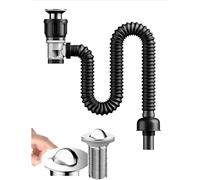 Générique Kit de vidange d'évier de Salle de Bain, Kit d'égouttoir de lavabo Rabattable avec Tuyau d'évacuation Flexible, Kit de déchets d'évier de Cuisine Universel à Deux drainages(2pcs)