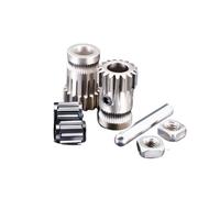 Générique Kit d'extrudeur à Double engrenage, Acier trempé, mk2 mk2.5 mk3 | BMG Extruder, nickelé, jeu de poulies avec arbre et 2 roulements(3pcs)