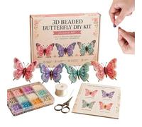 Générique Kit DIY Animaux En Perles - 3D Mignon 4 Pièces Avec Instructions,Coffret Perlage Papillon Créatif | Idéal Pour Vitrine, Table De Chevet, Étagère Ou Bibliothèque, Débutants Et