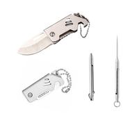 Générique Kit EDC Mini Couteau Pliant - Porte-Clés & Cure-Dent en Titane - Couteau de Poche Multifonction Compact