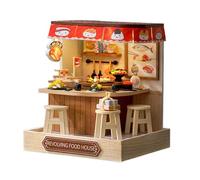 Générique Kit Maison Miniature - Maison De en Bois À Construire avec Lumières LED & Couvercle Anti-Poussière | Puzzle 3D Créatif pour Adultes & | Décoration Artisanale Salon, Chambre, Cuisine | C