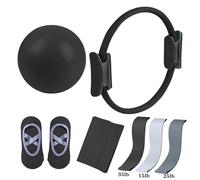 Générique Kit Pilates Essentials, Ensemble De Yoga 5 Pièces pour Femmes, Pilate Ring Yoga Ball Resistance Bands, Anneau Circulaire pour Jambes, Bras Et Cuisses (Noir)