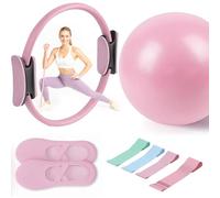 Générique Kit Pilates & Yoga 8 pièces pour Femmes - Accessoires à Domicile INCL. Ballon Pilates, Anneau Yoga Magic & Bandes Résistance - Idéal pour Entraînements (Rose)