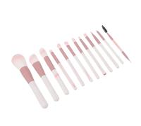 Générique Kit Pinceaux Maquillage Rose 12 Pièces avec Manches en Bois et Fibres Synthétiques, Pinceaux Compacts et Complets pour Application Quotidienne et Professionnelle