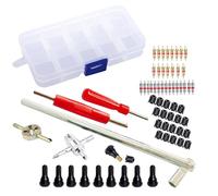 Générique Kit pour Démontage et Installation de Valve de Pneu - 65 Pièces d'entretien | Outil D'Installation Et De Réparation pour Valves De Pneu - pour Les Véhicules ATV Moto