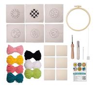 Générique Kit Punch Needle pour Débutants | Fournitures de Loisirs Créatifs Réutilisables avec Modèles | Set De Broderie Au Punch Needle Avec Cadre | Pour Femmes Seniors Famille Artisanat Décoration