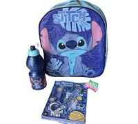 Générique Kit Rentrée Enfant Stitch - Sac à Dos + Gourde + Kit d'Ecriture + Jouet Antistress - Ecole Maternelle Primaire