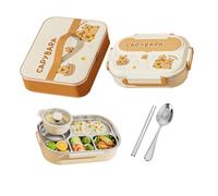 Générique Kit Repas | Boîte Repas Adulte Mignon | Récipients de Rangement Alimentaire en Acier Inoxydable avec Ustensiles pour Snack Bureau Femmes Hommes École Travail Voyage