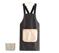 Générique Kitchen Apron with Removable Hand Wipe, 2 Pockets, Cross-Back Straps, Waterproof Oil-Resistant Apron for Women and Men (Black)