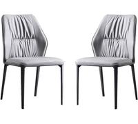 Générique Kitchen Dining Chairs Set of 2 with Backrest Soft Cushion and Carbon Steel Legs for Home Commercial Restaurants(Light Grey)