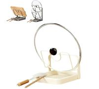 Générique Kitchen Pot Lid Storage Rack, Pot Lid Holder With Tray, Holder While Cooking, And Spoon Rest, Multifunctional Kitchen Organizer Stand for Counter Stove Accessories (white)