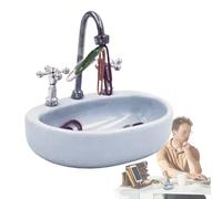 Générique Kitchen Sink Paper Clip Holder - Washbasin Paperclips Dispenser | ABS Material 8.5x6.2x7.5cm Multi-Purpose Rotatable Desktop Organizer, Cute Gold Silver Stationery Decor for Office