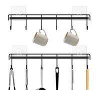 Générique Kitchen Utensil Hanger, Adhesive Wall Rack, Hook Storage Organizer, No Drilling Holder Set, 2pcs Wall Mounted Accessory for Kitchen Bathroom Bedroom Pantry Laundry Room Home Organization
