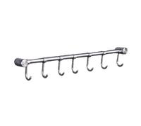Générique Kitchen Utensil Holder with Hooks, Stainless Steel Wall Mounted Bar for Kitchen, Bathroom or Garage, with Sliding Hooks for Pots and Utensils