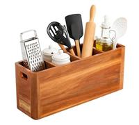 Générique Kitchen Utensil Holder | Wooden Silverware Holder - Efficient Spoon Spatula Organizer, Kitchen Storage & Organisation For Home Apartment RV Party Christmas Country Farmhouse Table Cabinet