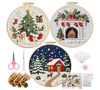 Générique Kits De Broderie Pour Noël | Set Artisanal 3 Pièces Avec Cerceau, Modèle, Aiguilles, Fils - Kits De Broderie Au Point De Croix Pour Les Débutants - Pour Mère Ados Copine Famille