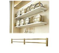 Générique Kits de rails basculants for étagères de cuisine à double clôture, barres de garde-corps for étagères 10 12 16 24 28 30 36 40 pouces, rails de galerie dorés for bibliothèque(Brass,8in/21cm)