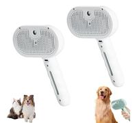 Générique Kivori Pet Grooming Brush Steamer, Pet Spray Hair Removal Comb, All in One Pet Grooming Comb with Water Tank & Release Button, Pets Steam Brush (White*2)