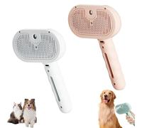 Générique Kivori Pet Grooming Brush Steamer, Pet Spray Hair Removal Comb, All in One Pet Grooming Comb with Water Tank & Release Button, Pets Steam Brush (White+Pink)