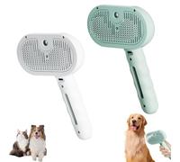 Générique Kivori Pet Grooming Brush Steamer, Pet Spray Hair Removal Comb, All in One Pet Grooming Comb with Water Tank & Release Button, Pets Steam Brush (White+Green)