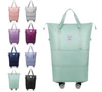 Générique Klarson Expandable Bag with Wheels, Collapsible Luggage with Wheels, Foldable Suitcase Without Handle, Lightweight Durable Rolling Duffle Bag with Wheel (Green)