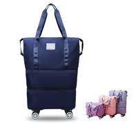 Générique Klarson Expandable Bag with Wheels, Foldable Suitcase Collapsible Luggage,Scratch Travel Duffle Bag (Dark Blue)