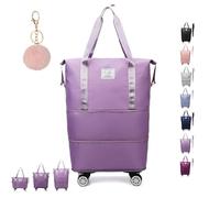 Générique Klarson Expandable Bag with Wheels,klarson Travel Bag,Collapsible Luggage with Wheels, Foldable Without Handle Bag (Dark Purple)