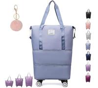 Générique Klarson Expandable Bag with Wheels,klarson Travel Bag,Collapsible Luggage with Wheels, Foldable Without Handle Bag (Blue)
