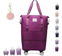 Générique Klarson Expandable Bag with Wheels,klarson Travel Bag,Collapsible Luggage with Wheels, Foldable Without Handle Bag (Purple)