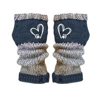 Générique Knit Gloves - Ffingerless Gloves, 1 Pair Embroidery Heart Soft, Cold Winter Knitted Fingerless Mittens For Ladies Adults Teens Students Commuting Travel Adventure Family And Outings