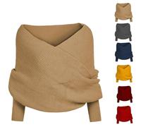 Générique Knitted Scarf with Sleeves for Women,Knitted Sweater Scarf with Sleeves,Fall Winter Warm Scarf Wrap Shawl Scarves (Khaki,One Size)