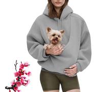 Générique Kokopaws Pet Sling Hoodie, Womens Pet Pouch Hoodies, Carrier Warm Soft Fleece Pocket, for Small and Cats (Light Gray,TG)