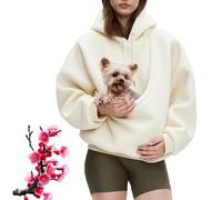 Générique Kokopaws Pet Sling Hoodie, Womens Pet Pouch Hoodies, Carrier Warm Soft Fleece Pocket, for Small and Cats (Cream,TG)