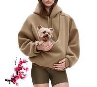 Générique Kokopaws Pet Sling Hoodie, Womens Pet Pouch Hoodies, Carrier Warm Soft Fleece Pocket, for Small and Cats (Khaki,S)