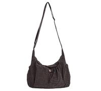Générique Korean Style Plaid Casual Shoulder Bag, Cotton Quilted Fabric, Lightweight Checkered Crossbody Bag with Adjustable Strap