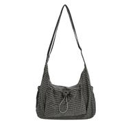 Générique Korean Style Plaid Casual Shoulder Bag, Cotton Quilted Fabric, Lightweight Checkered Crossbody Bag with Adjustable Strap