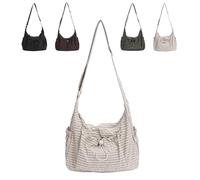 Générique Korean Style Plaid Casual Shoulder Bag,Lightweight Checkered Crossbody Bag Large Capacity Tote with Adjustable Strap 2026 (Beige,One Size)