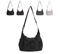 Générique Korean Style Plaid Casual Shoulder Bag,Lightweight Checkered Crossbody Bag Large Capacity Tote with Adjustable Strap 2026 (Black,One Size)