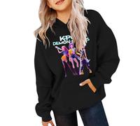 Générique Kpop Hunters Sweat à Capuche Enfants Fille Imprimés Huntri/X Huntr/X Sweatshirt à Manches Longues Vintage Y2K Hip Pop Hoodie Décontractés Ample Hauts (01-1-Black, 7-9 Years)