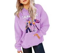 Générique Kpop Hunters Sweat à Capuche Enfants Fille Imprimés Huntri/X Huntr/X Sweatshirt à Manches Longues Vintage Y2K Hip Pop Hoodie Décontractés Ample Hauts (01-2-Purple, 7-9 Years)