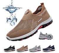 Générique Kühlung Komfort Sneaker für Männer, Sommer atmungsaktive Mesh Slip-on Casual Sports Wanderschuhe, orthopädische Wanderschuhe mit Anti-Rutschsohlen (Brown,44)