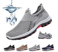 Générique Kühlung Komfort Sneaker für Männer, Sommer atmungsaktive Mesh Slip-on Casual Sports Wanderschuhe, orthopädische Wanderschuhe mit Anti-Rutschsohlen (Gray,40)