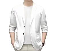 Générique Kyayu Jacket, Men's Lightweight Summer Ice Silk Cool Suit Jacket, Casual Stretch Slim Fit Button Business Coats (White,TG)